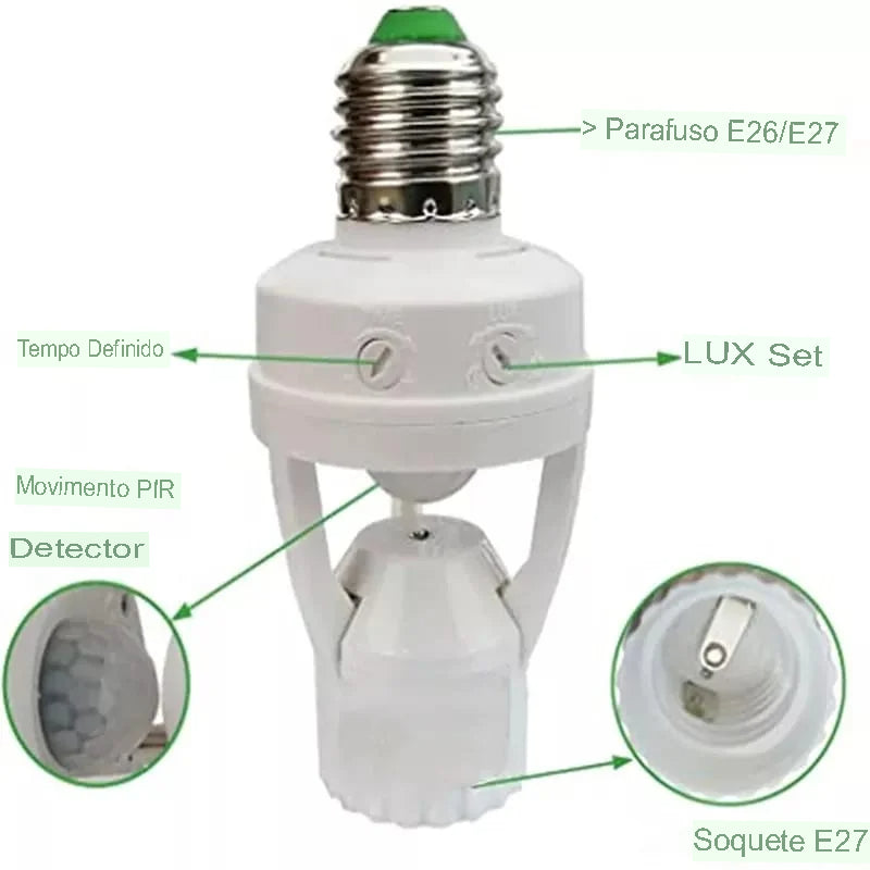 Sensor de Presença com Fotocélula E27 Bivolt