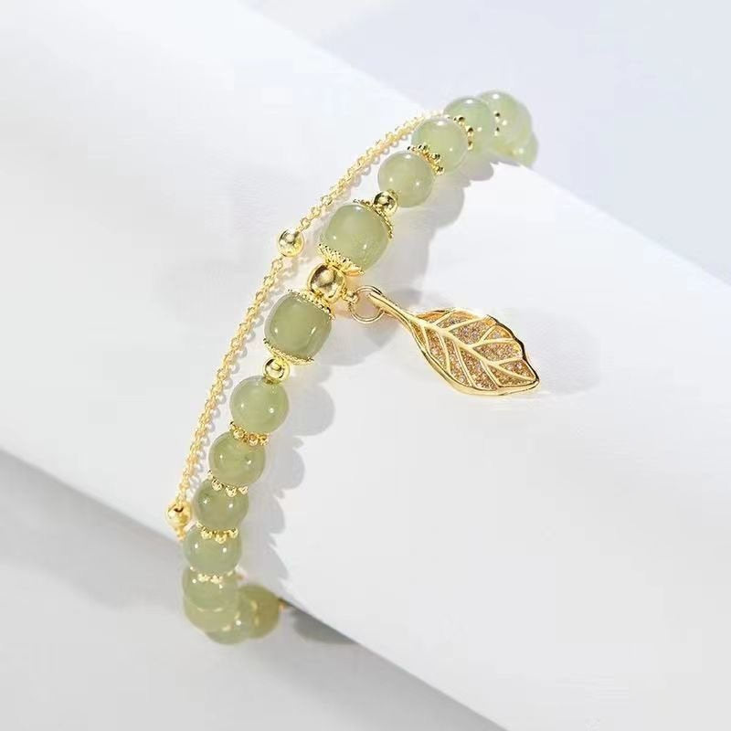 Pulseira de Jade - Folhas em Camada Dupla