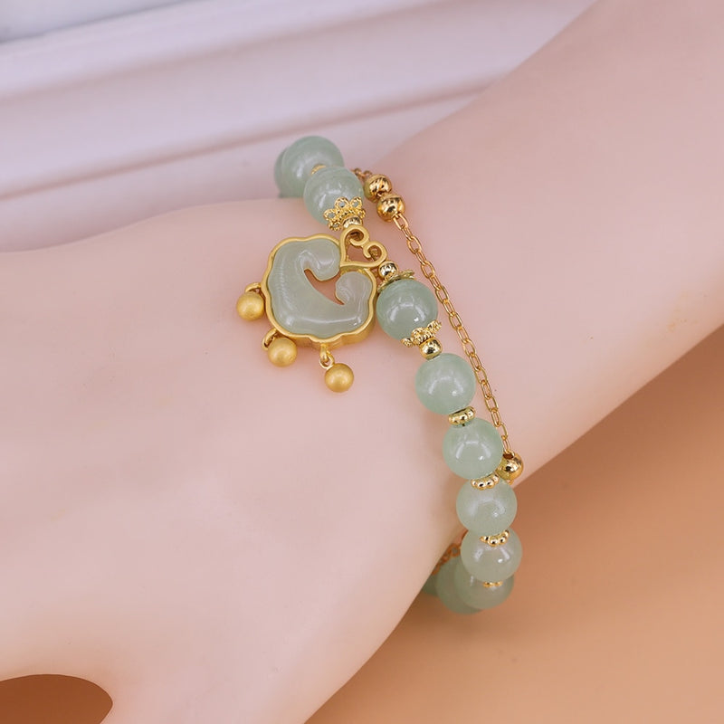 Pulseira de Jade - Folhas em Camada Dupla