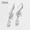 Brincos Nupciais de Zircônia Branca - Zakol Dangle