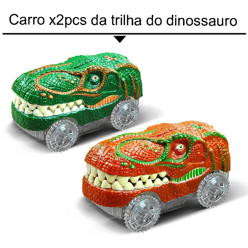 Kit de Brinquedo de Pista Flexível com Carros e Dinossauros Mágicos