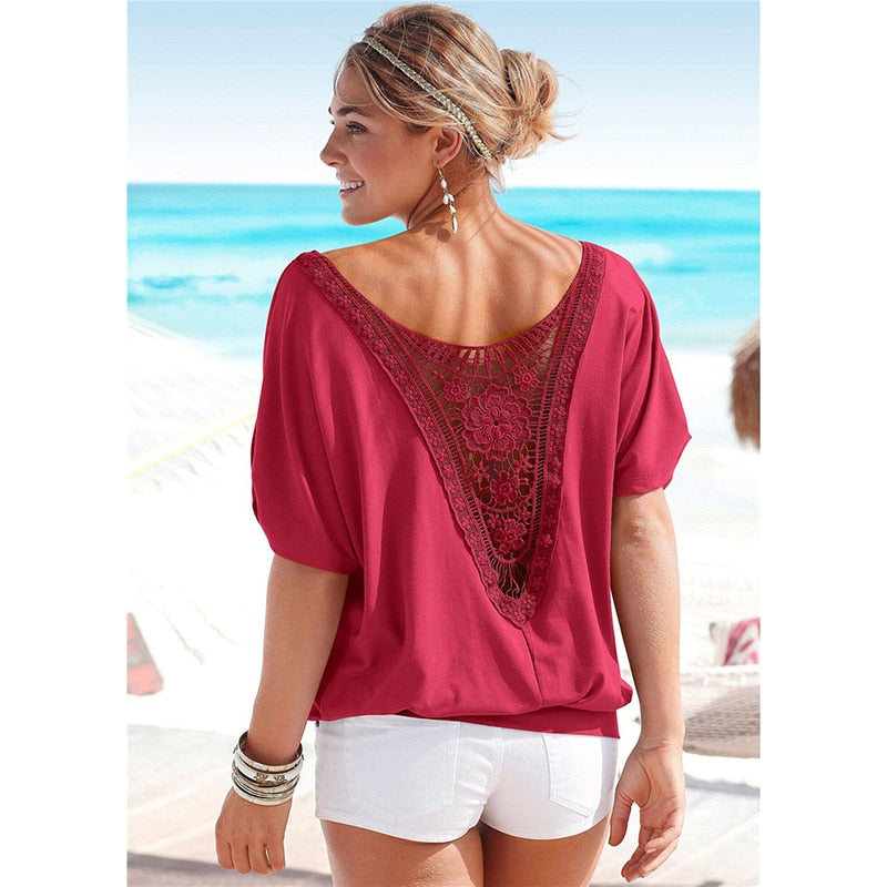 Blusa de Renda Casual Feminina