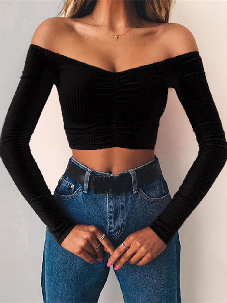 Blusa Manga Longa - Sexy Shoulder