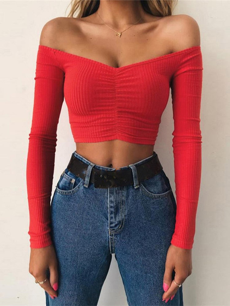 Blusa Manga Longa - Sexy Shoulder